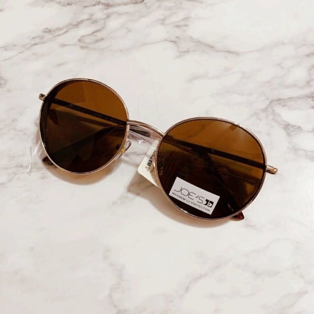 NEW Joe's Jeans Gold Round Studded Sunglasses
